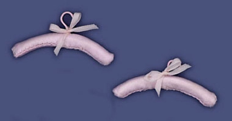 Set of 2 Pink Satin Padded Hangers by Falcon Miniatures