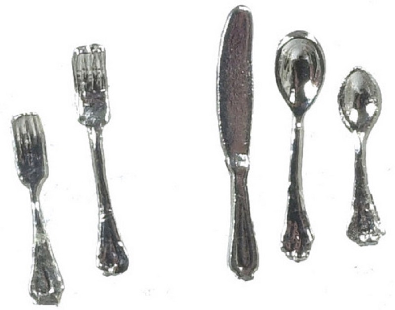 Set of 5 Silver Flatware by Falcon Miniatures