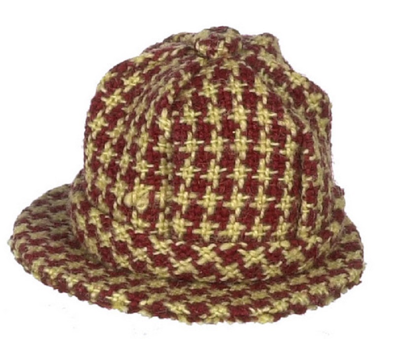 Men's Checkered Hat in Red and Beige by Falcon Miniatures