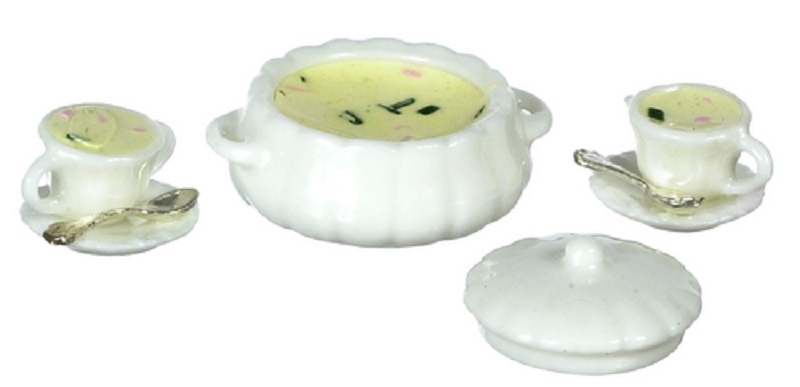 Serving Bowl of Clam Chowder with 2 Servings by Falcon Miniatures