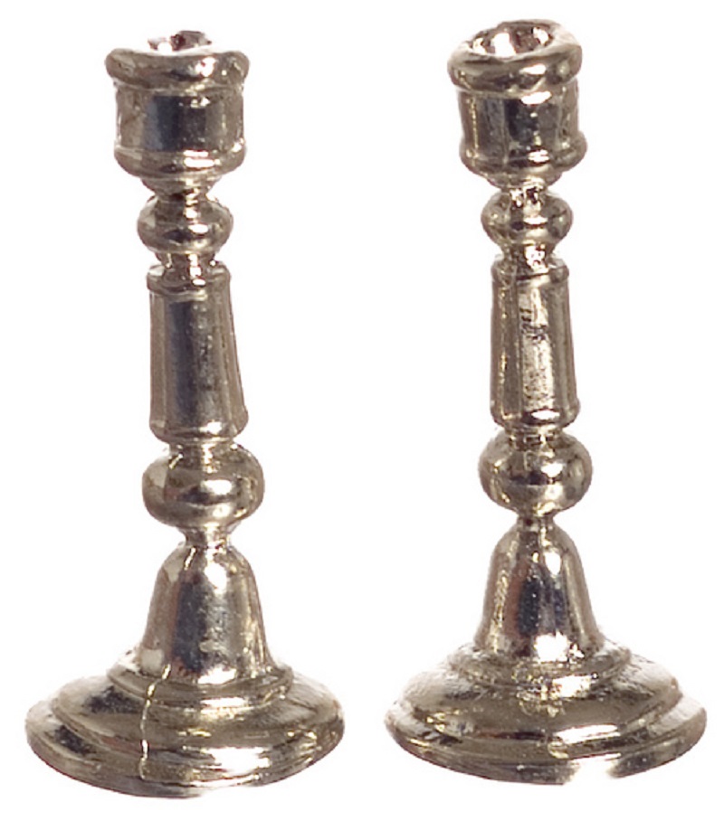 Pair of Silver Finished Candlesticks by Falcon Miniatures