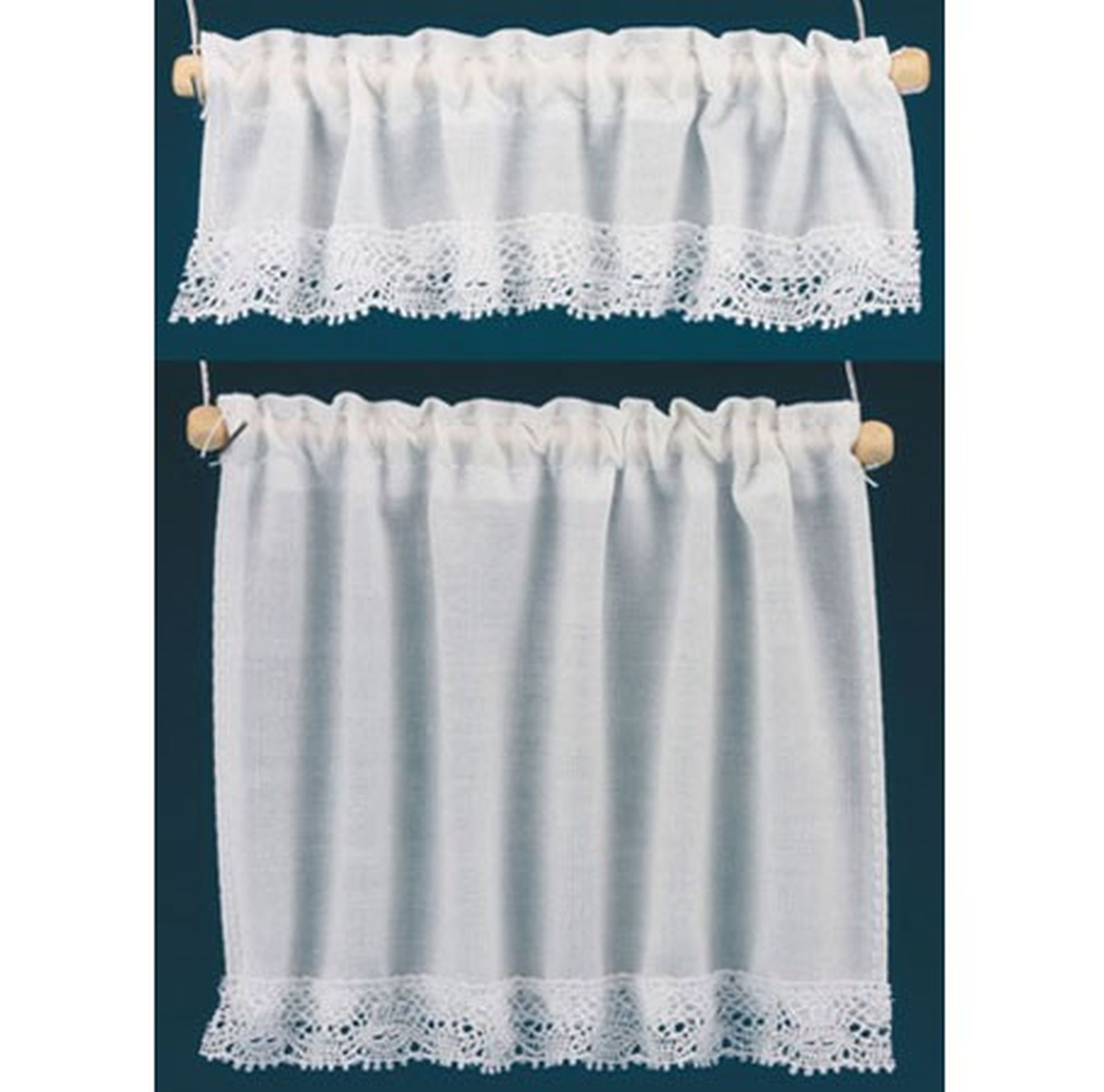 Dollhouse Miniature Cottage Curtain Set with Valance in White  BB50402 