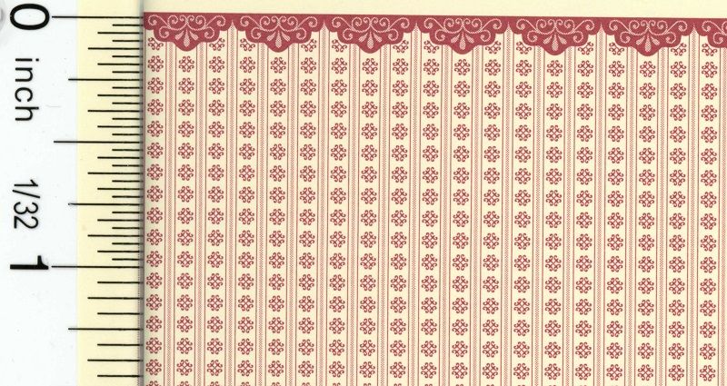 1:48 Scale "Elegance - Garnet" Dollhouse Wallpaper