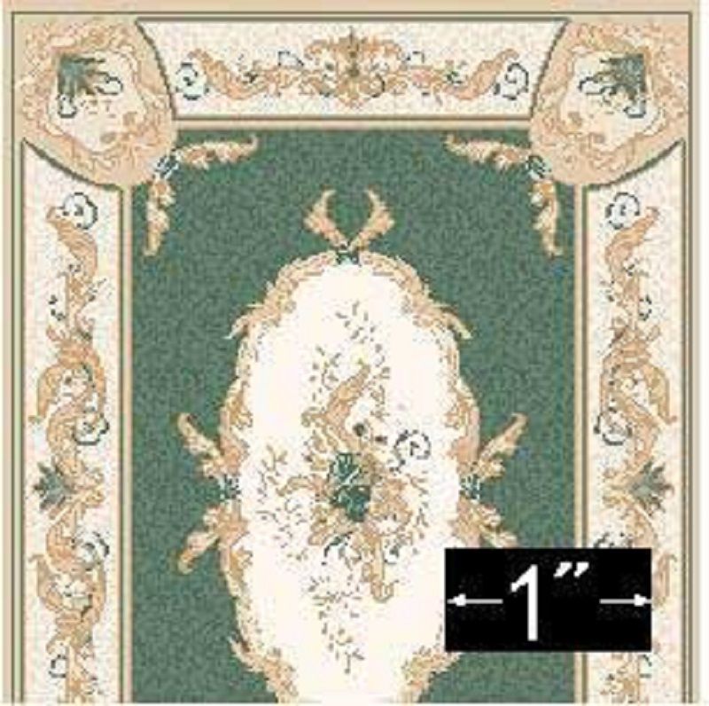 1:24 Scale Aubusson Green Rug