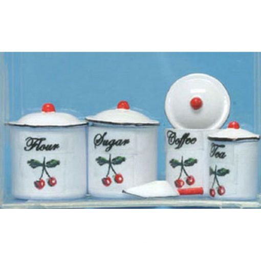 Canister Set with Scoop in Cherry Design