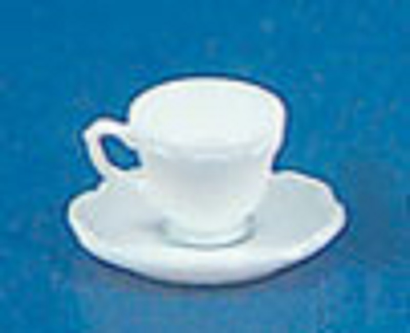 Chrysnbon Single Tea Cup with Saucer in White