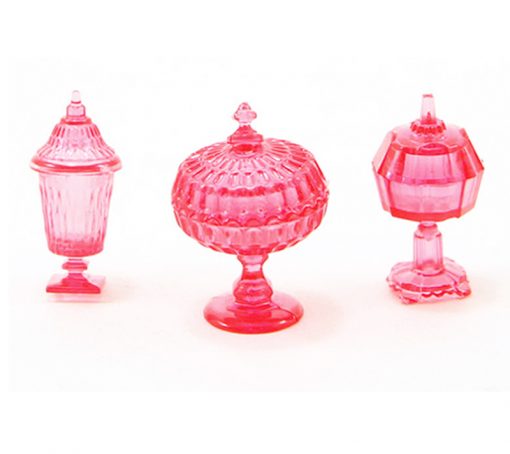 Chrysnbon Set of 3 Candy Jars in Cranberry