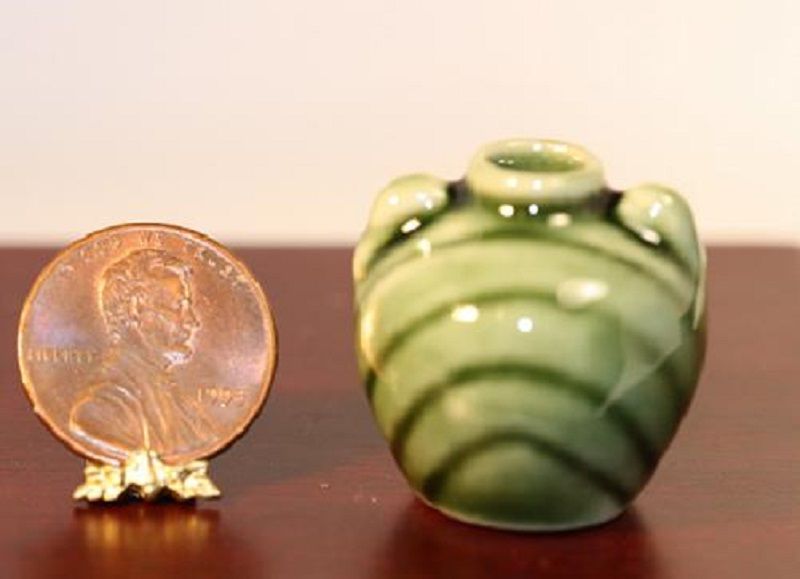 Green Glazed Vase with Handles