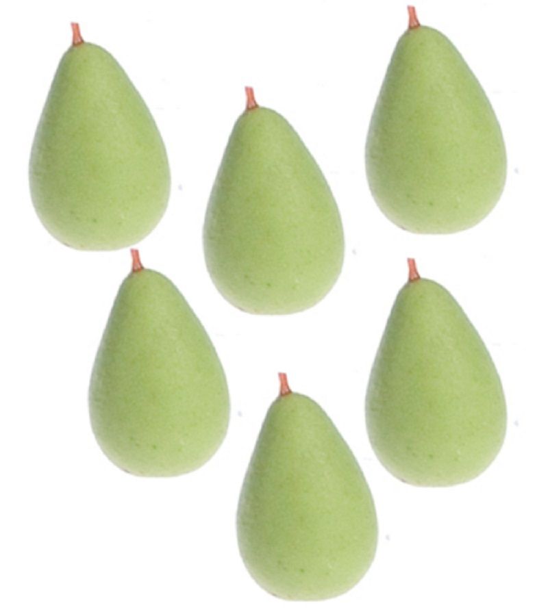 Set of 6 Realistic Green Pears