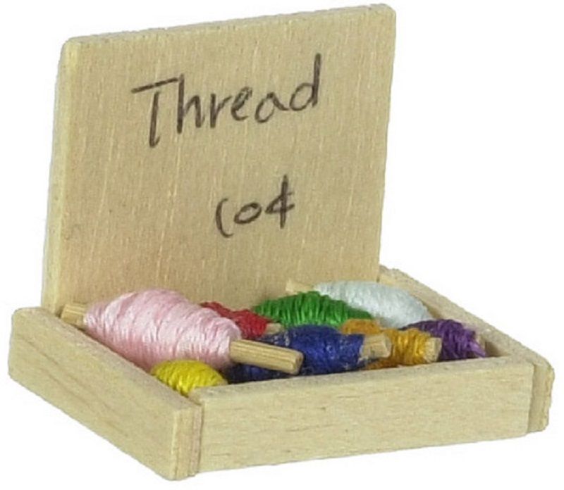 Wooden Box Of Sewing Threads