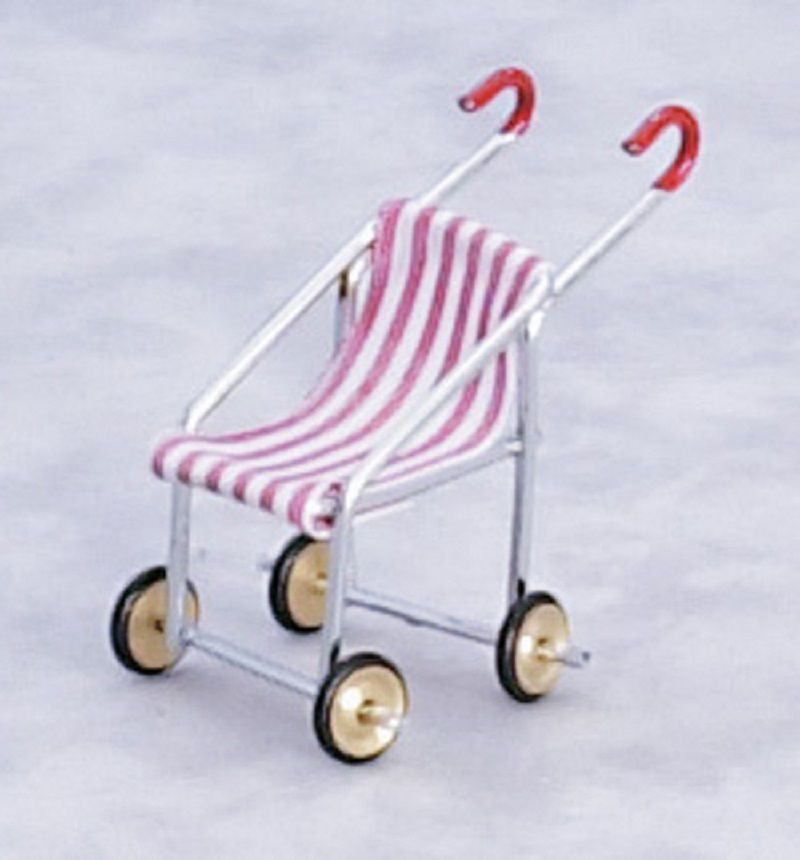 Red Stripe Stroller with Working Wheels