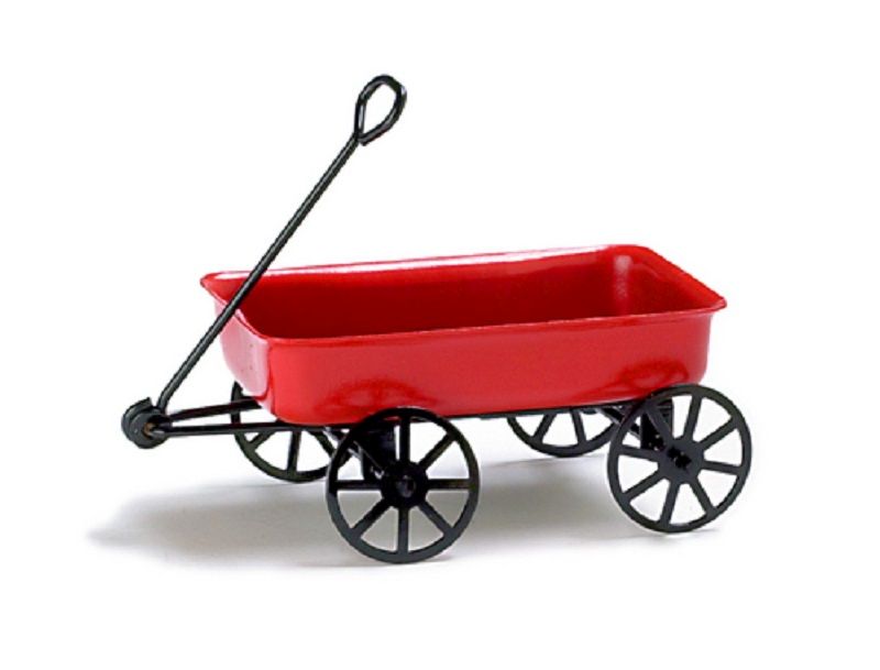 Large Red Wagon in Painted Metal