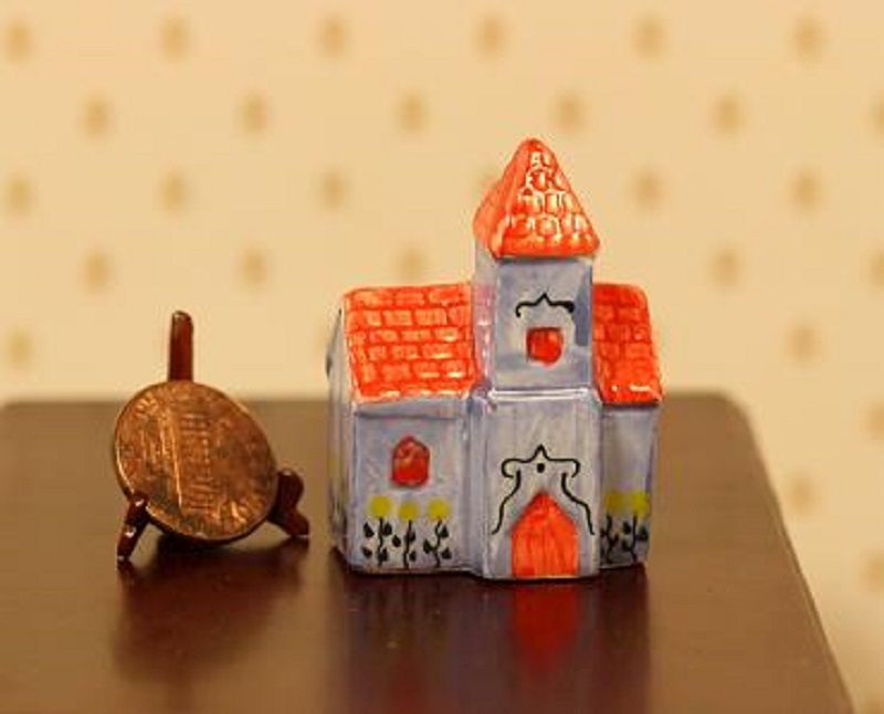 Hand Painted Ceramic Blue House