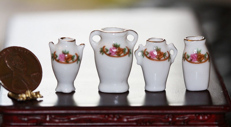 Dollhouse Miniature Flower Vase Set by Reutter Porcelain