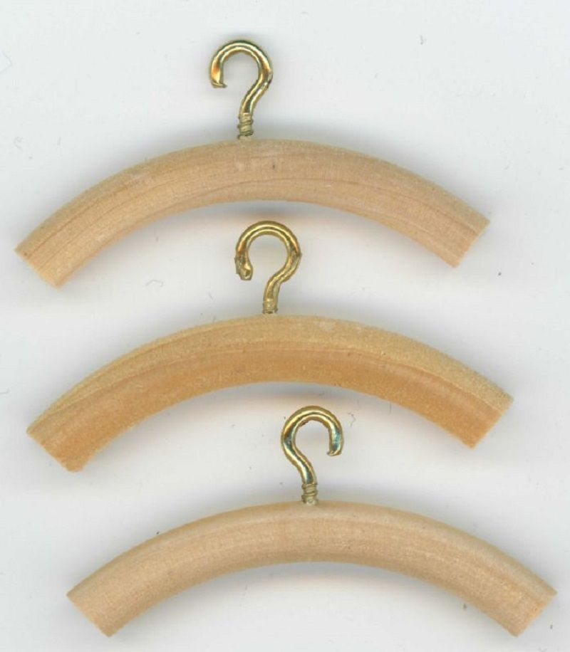 Wood Hangers Set of 3 in Unfinished Wood