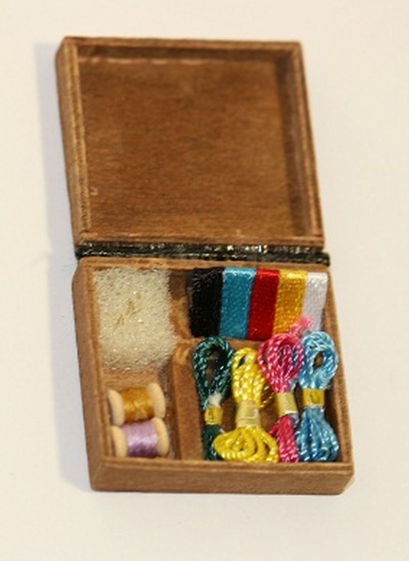 Sewing Kit in a Wood Box