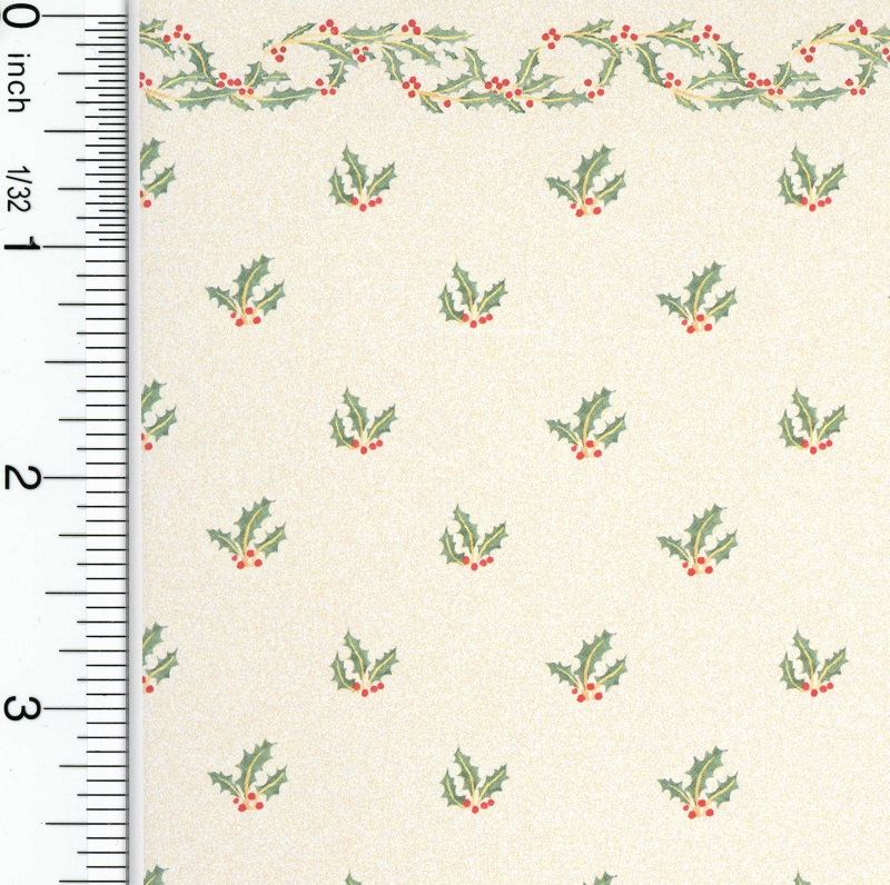Christmas Holly 1:12 Scale Dollhouse Miniature Wallpaper 