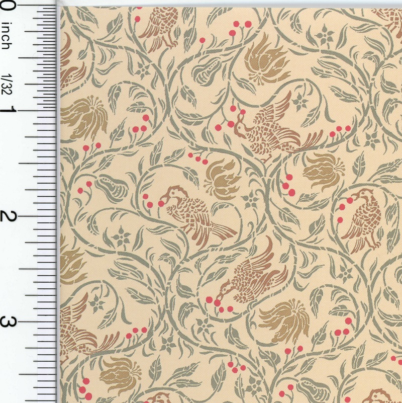 Wallpaper Birds & Berries on Creme Background by Jackson Miniatures