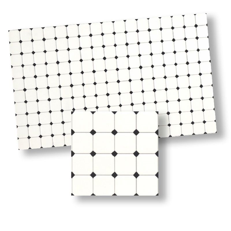 1:24 Dollhouse Flooring White Floor Tile w/Black Diamonds