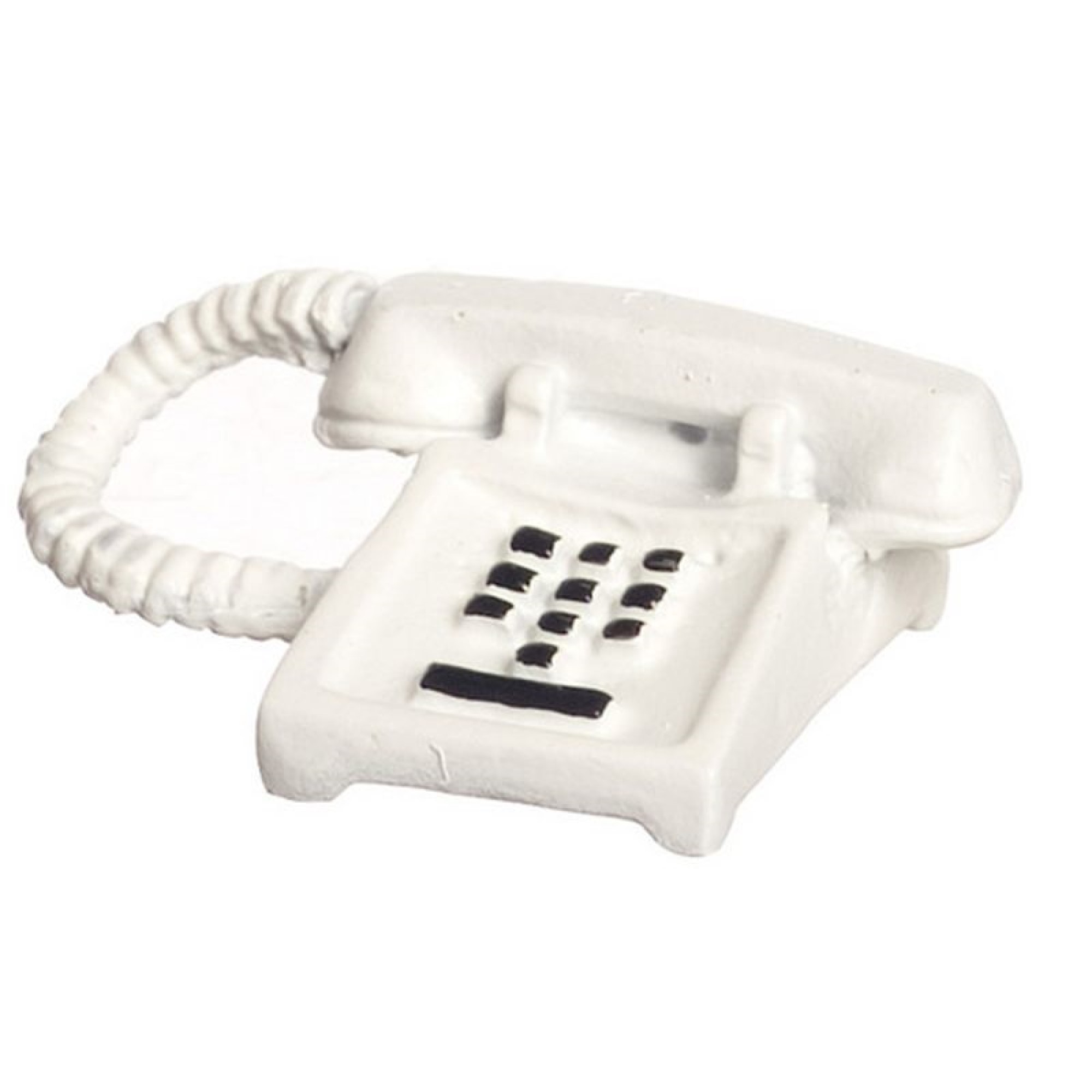 White Push Button Telephone - Dollhouses and More