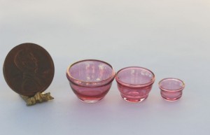 Artisan Cranberry Glass Nesting Bowl Set by Philip Grenyer