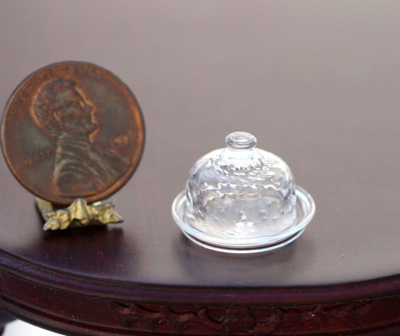 Dollhouse Miniature Artisan Pressed Clear Glass Butter ...