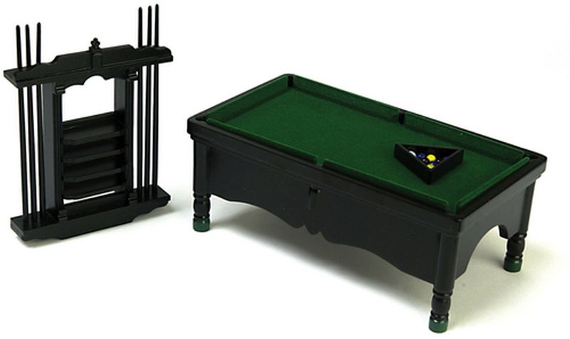 Pool Table in Black with Cue Rack