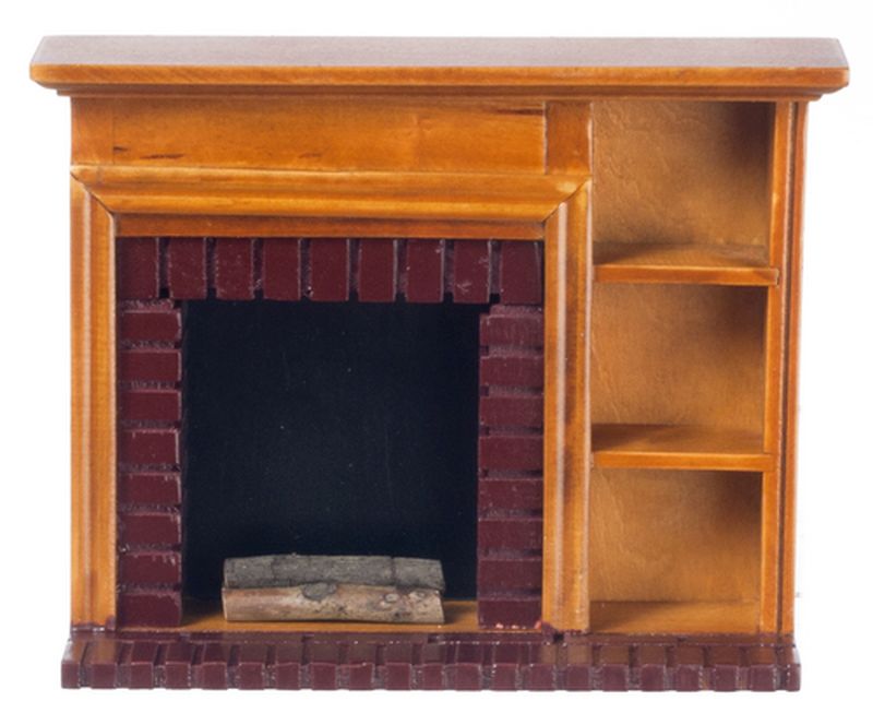 Fireplace w/Shelves in Walnut