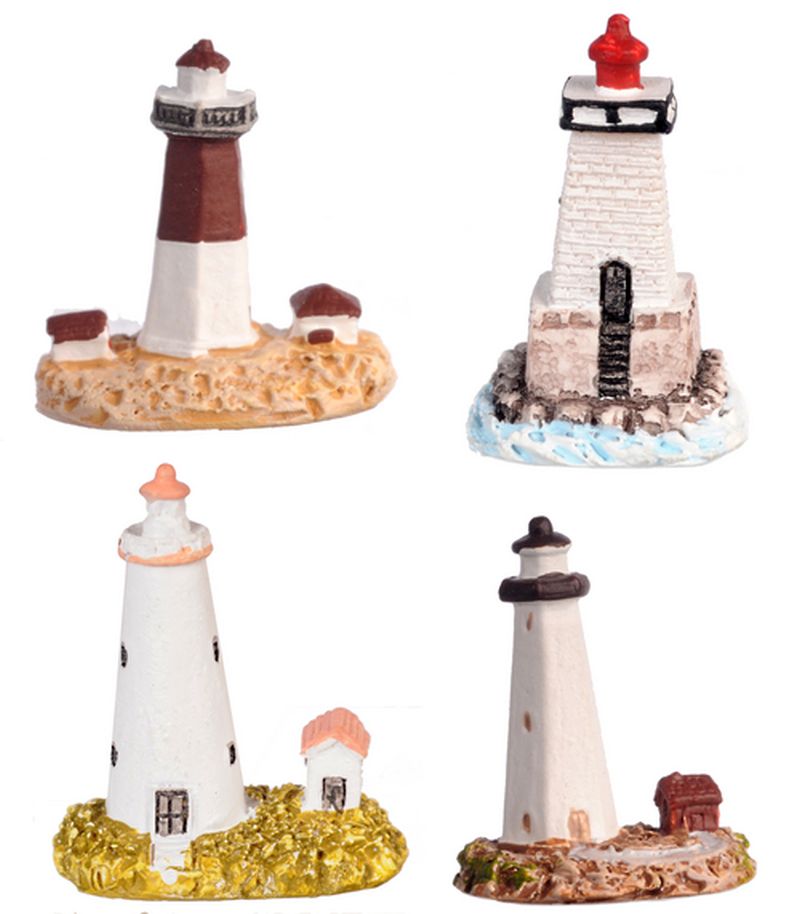Set of 4 Lighthouses in Resin