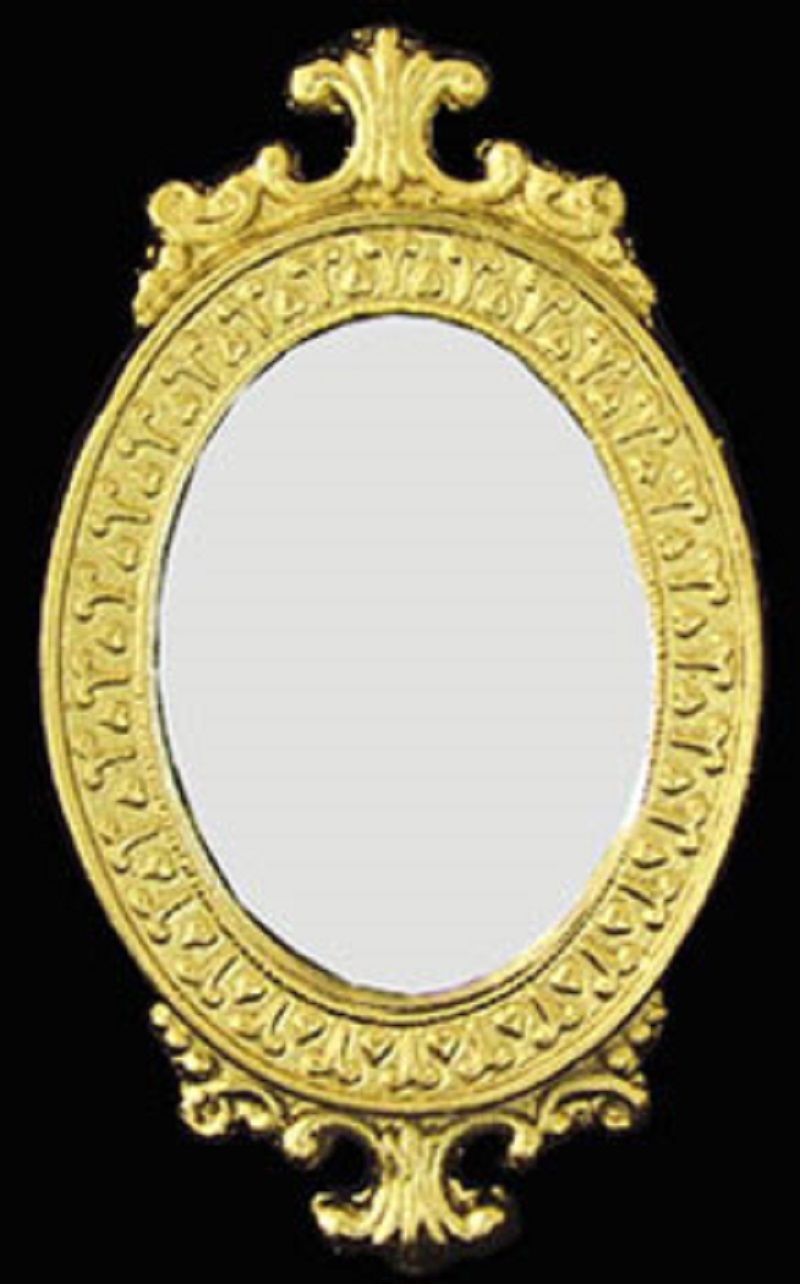 Ornate Oval Gold Framed Mirror by Unique Miniatures