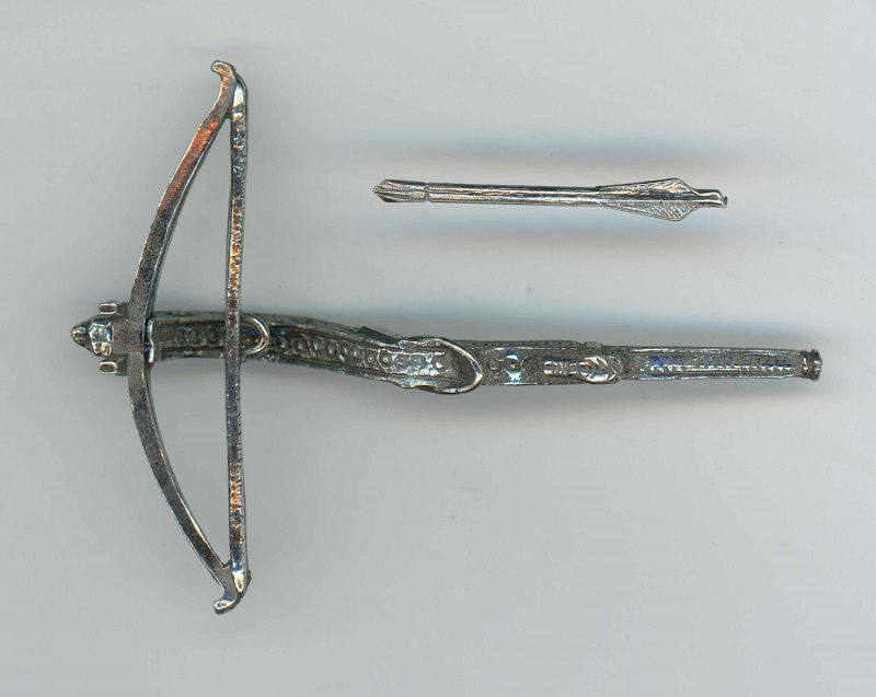 Antiqued Pewter Crossbow and Bolt