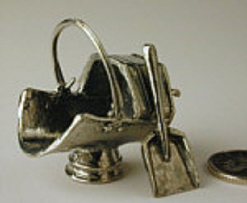 Vintage Coal Scuttle & Shovel in Pewter by Warwick Miniatures