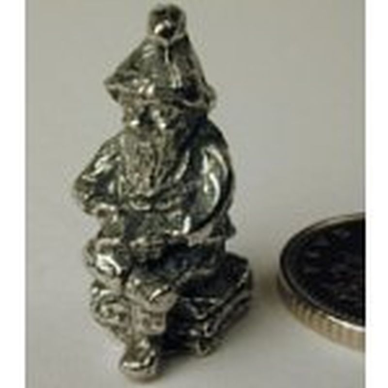 Garden Gnome Reading in Pewter