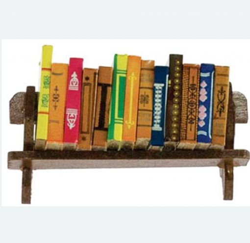 Set of 12 Large Books on a Wood Shelf