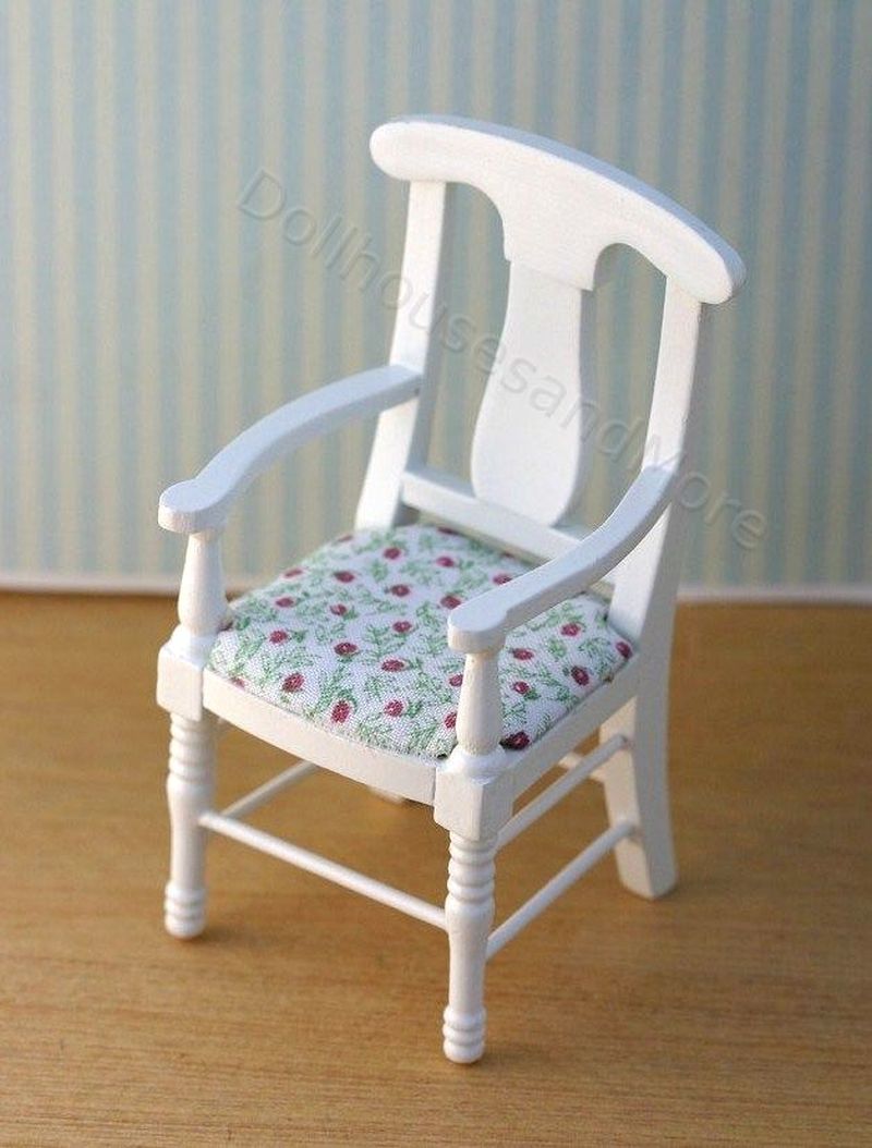 White Arm Chair with Floral Seat