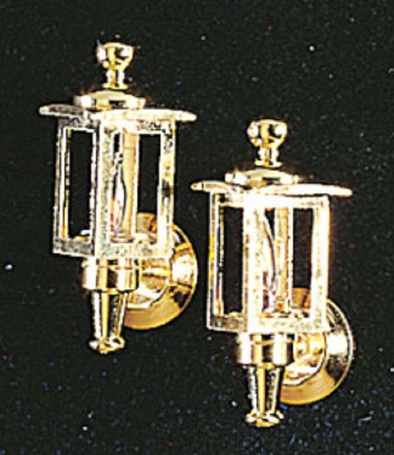 Dollhouse Miniature Cir-Kit Pair of Coach Lamps