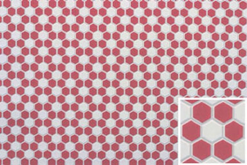 Hexagon Tile Flooring in Red & White