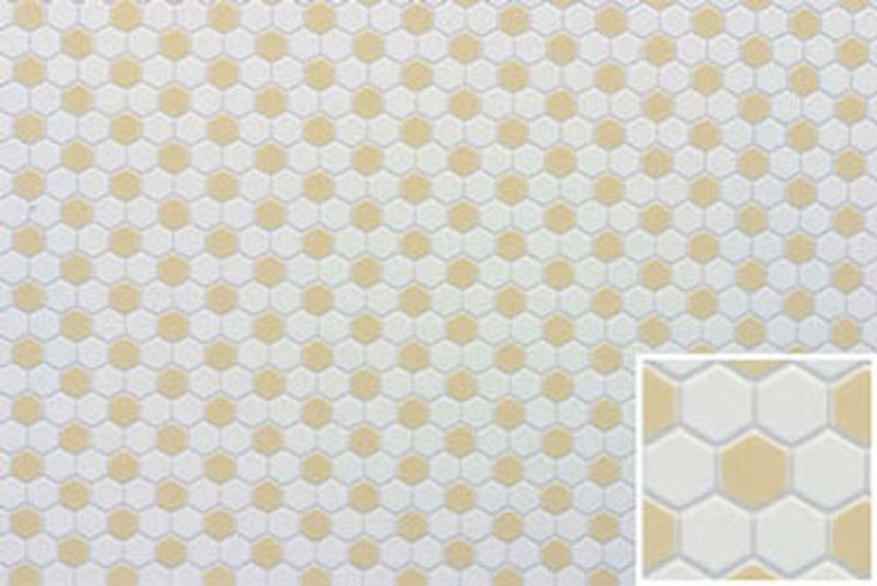 Hexagon Tile Flooring in White & Beige