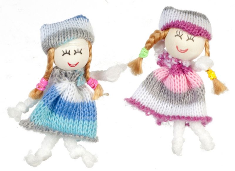 Blue and Rose Dolls (Larger than 1:12 scale, see description for size)