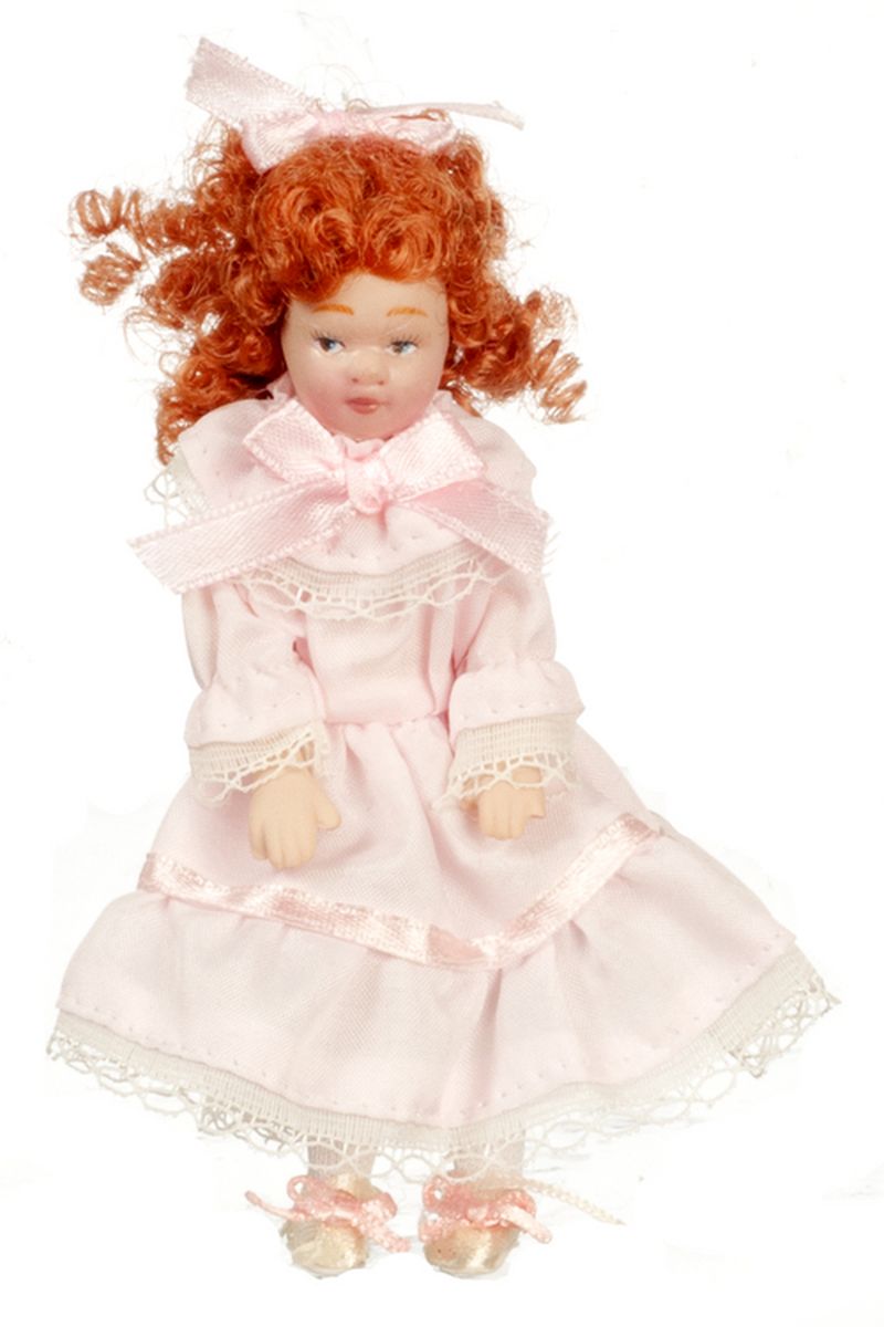 Porcelain Girl Doll in a Pink Dress