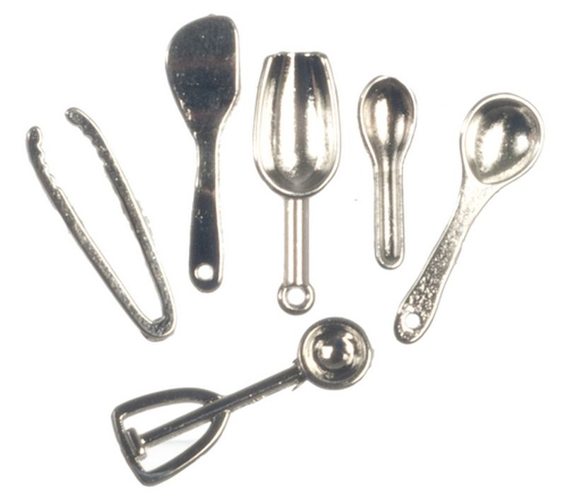 6pc Silver Kitchen Utensils