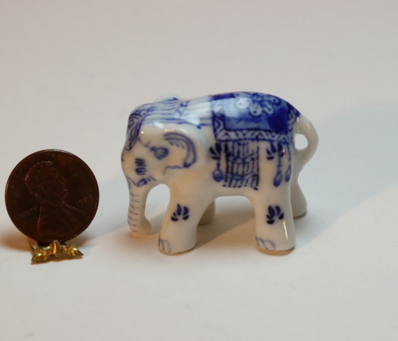Large Blue and White Porcelain Elephant