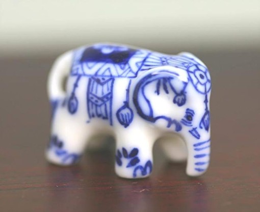 blue porcelain elephant