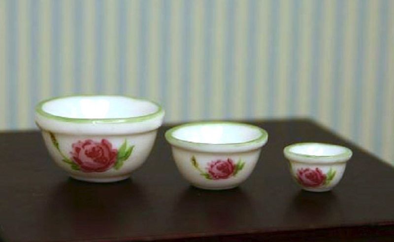 Set of Rose & Green Mixing Bowls