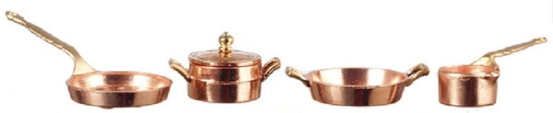 Set of 4 Copper Pots with Lids