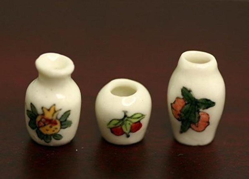 Set of 3  Vases with Fruit Design