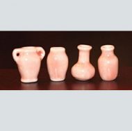 Set of 4 Miniature Pink Porcelain Vases