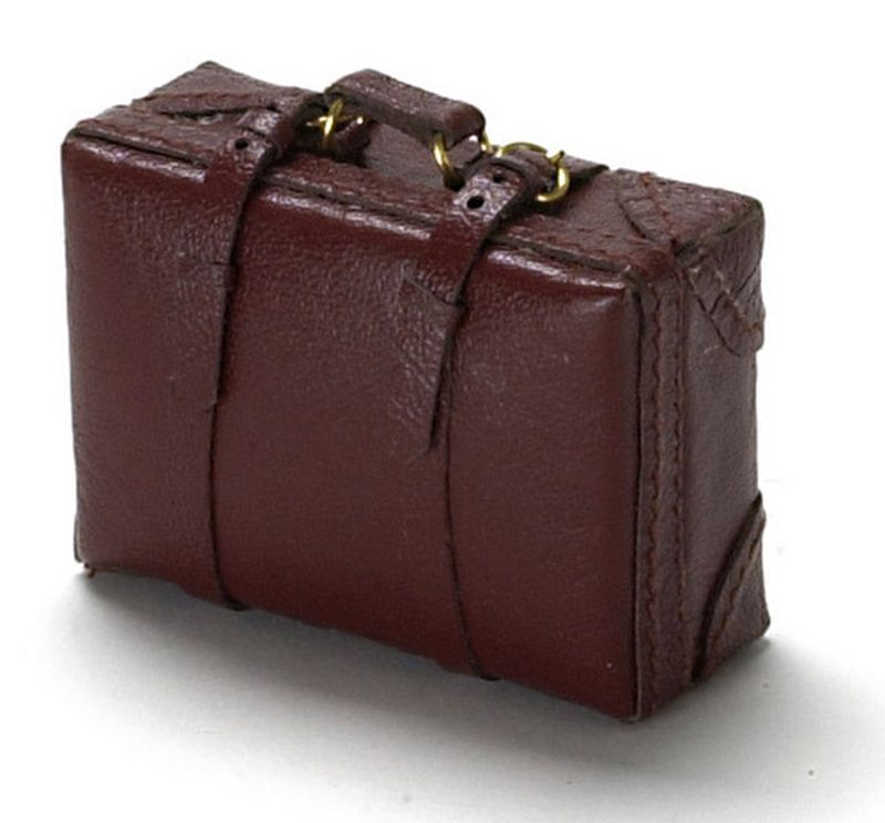 Small Brown Leather Suitcase by Falcon Miniatures