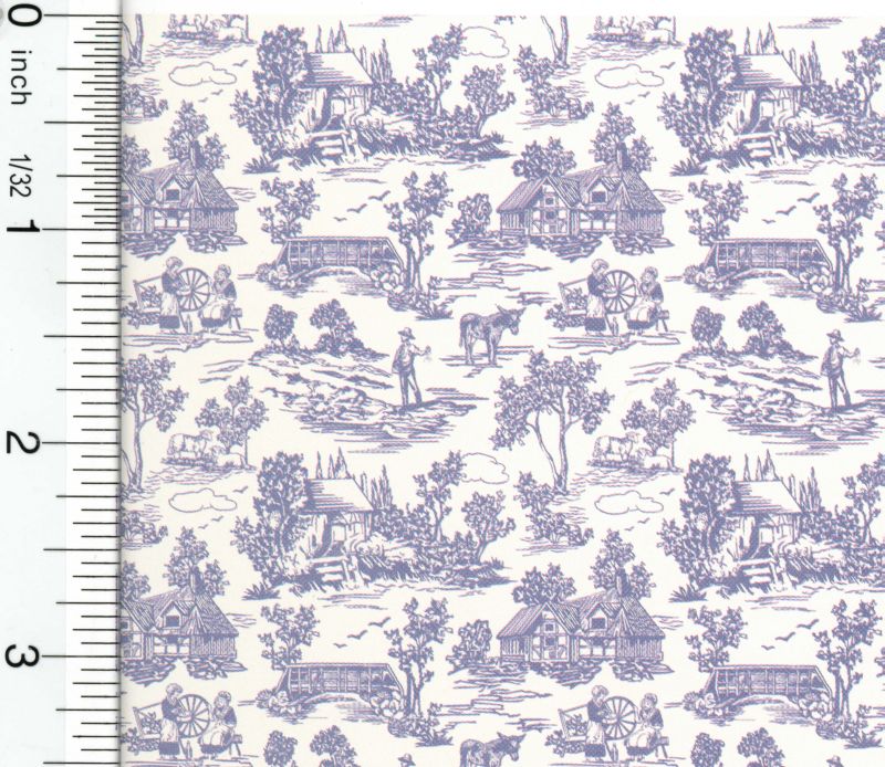 Wallpaper French Champagne Toile Blue
