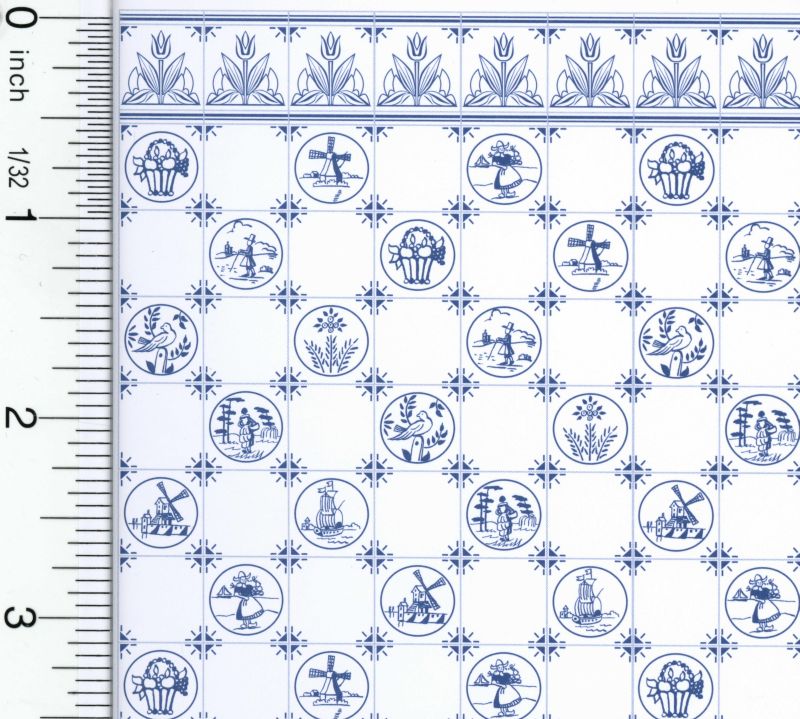 Blue Dutch Tile Design Wallpaper